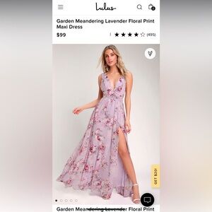 Lulu’s Floral Floor Length Dress, Large